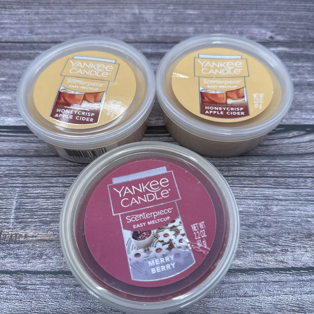 NEW Yankee Candle Scenterpiece MeltCup 3 LOT Apple Cider Pumpkin Merry Berry